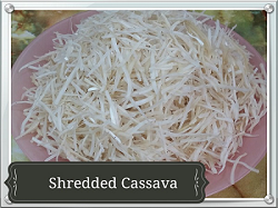Picture of shredded cassava used in making African Salad
