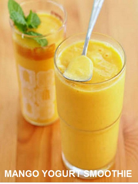 Breakfast food: mango yogurt smoothie