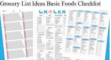 Grocery List Ideas Basic Foods Checklist